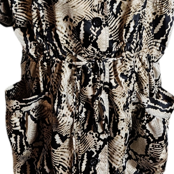 Ellen Tracy Anima Print Lightweight Jacket Sz L Roll-Tab Sleeve Cinch Waist Coat - Picture 5 of 15